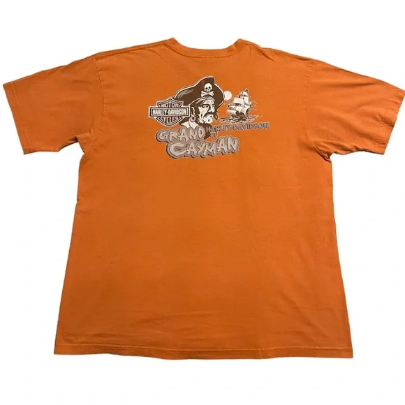 Harley Davidson Men's Orange Ride The Plank Grand Cayman Short Sleeve Shirt 2XL - Picture 7 of 9